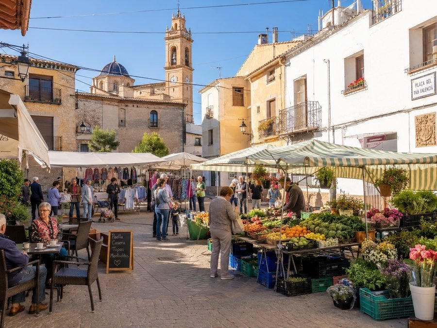 Benidoleig Thursday village market in the square