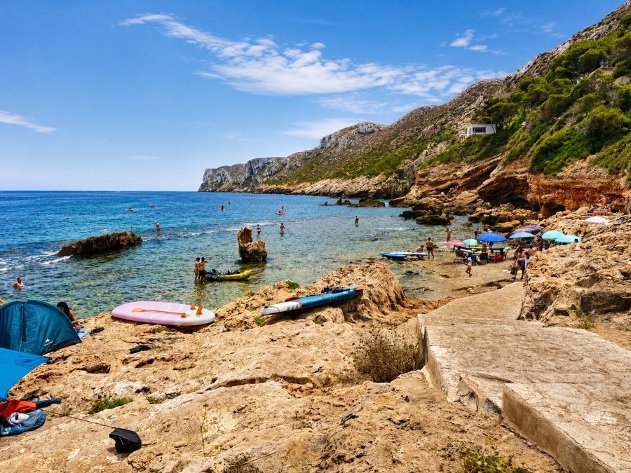 Cala de Aigua Dolç rocky cove in Les Rotes, Dénia