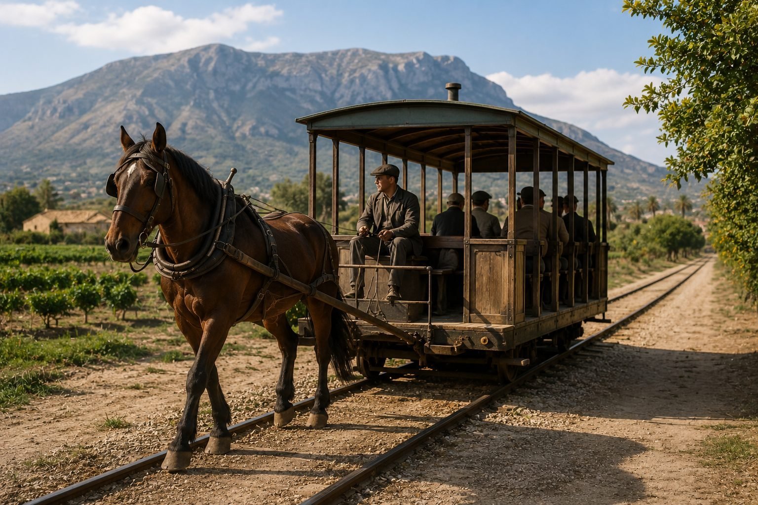 Horse-drawn tramway history image for La Vía Verde de Dénia